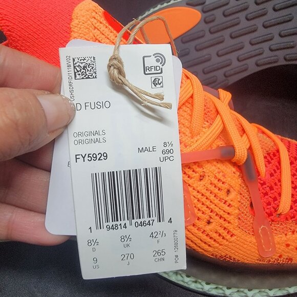 ⭐Adidas 4D Fusio Screaming Orange Prime knit Sz 9 Mens Shoes Sneaker FY5929 - Picture 7 of 12